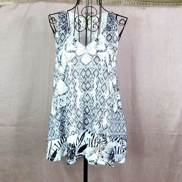 ONE WORLD Crochet African Print‎ Layered Blouse Small - Picture 1 of 7